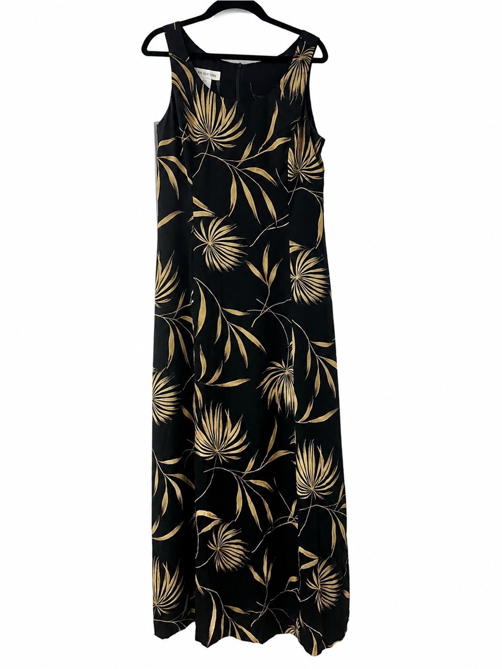 Jones New York 100% Silk Tropical Leaf Print Maxi Dress Size 6